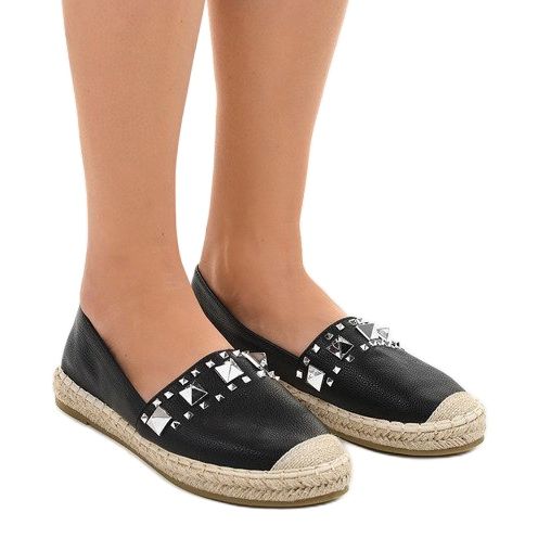 Czarne espadryle z ćwiekami LX-206 1