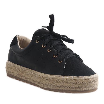 Czarne espadryle sznurowane LX-07 1