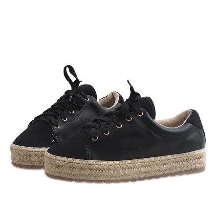Czarne espadryle sznurowane LX-07 2
