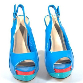 Czółenka Sandały Na Platformie A8030 Błękitny niebieskie 2