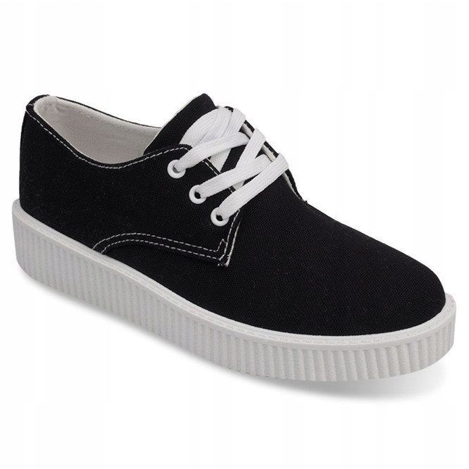 Czarne sznurowane trampki creepers BK-15 1