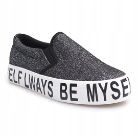 Wsuwane Trampki Slip On Brokat E22 Czarny czarne 1