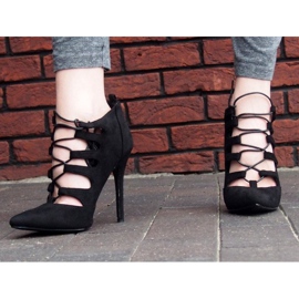 Zamszowe Botki Wysokie Sandałki 11033-1A Czarny czarne 2