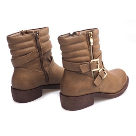 Ocieplone Botki Z Kalmrą 0728 Khaki wielokolorowe zielone 1