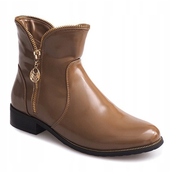 Lakierowane Ocieplane Botki QQ-47 Khaki wielokolorowe zielone 2