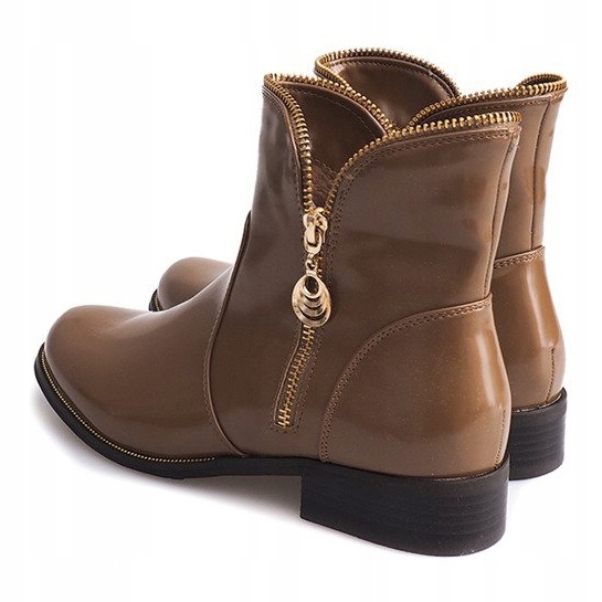 Lakierowane Ocieplane Botki QQ-47 Khaki wielokolorowe zielone 1