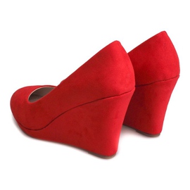 Zamszowe Czólenka Na Koturnie 2054 Czerwony czerwone 2