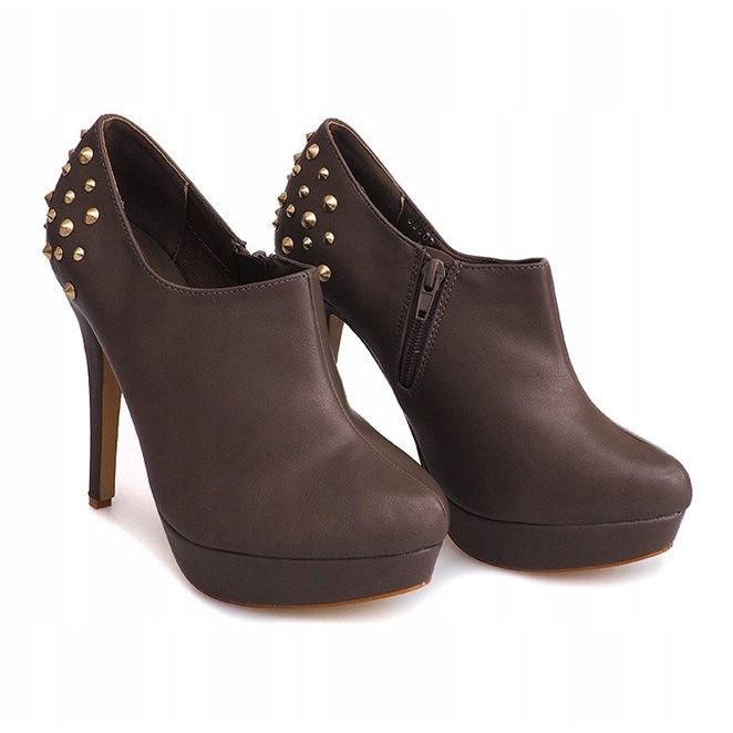 Eleganckie Botki Na Szpilce 8860P Khaki 1