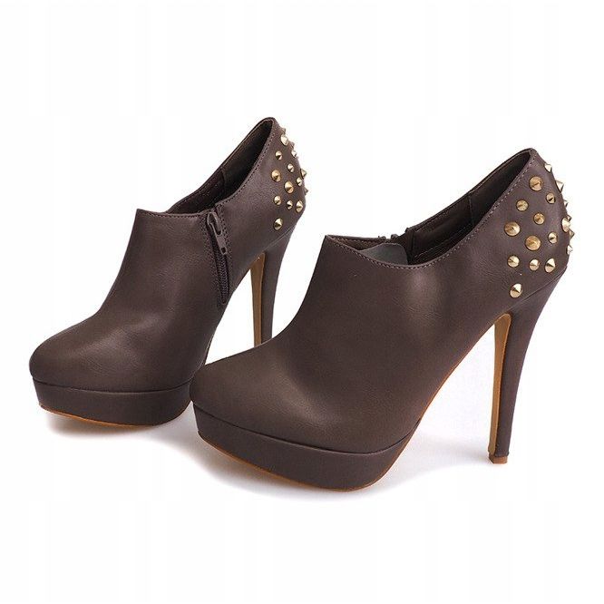 Eleganckie Botki Na Szpilce 8860P Khaki 2