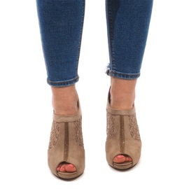 Odkryte Botki Na Szpilce LL05 Khaki wielokolorowe zielone 1