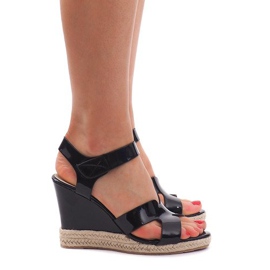 Sandały Na Koturnie 5H5670 Czarny czarne 1