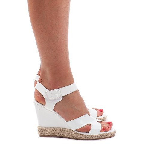 Sandały Na Koturnie 5H5670 Biały brązowe 2