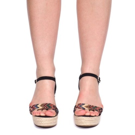 Sandały Na Koturnie 100-540 Czarny czarne 2