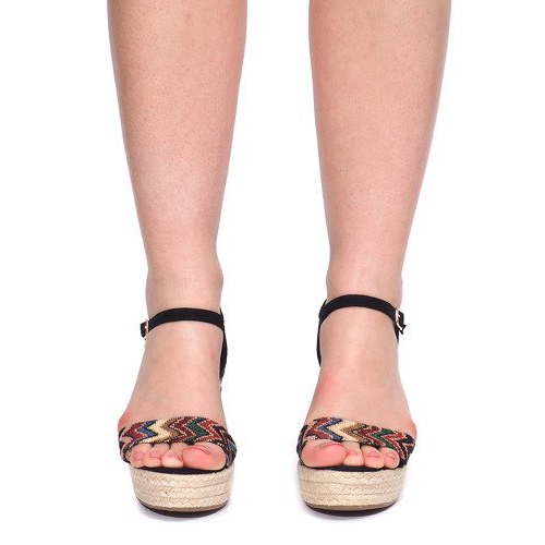 Sandały Na Koturnie 100-540 Czarny czarne 2