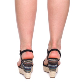 Sandały Na Koturnie 100-540 Czarny czarne 1