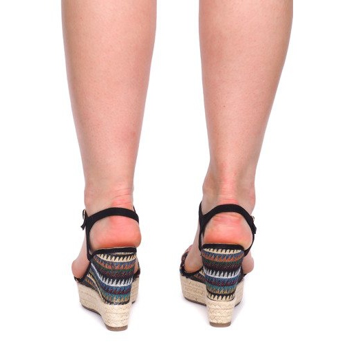 Sandały Na Koturnie 100-540 Czarny czarne 1