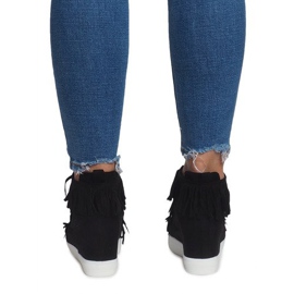 Sneakersy Na Koturnie Z Frędzlami Boho AT-0613-1 Czarny czarne 2