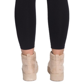 Wysokie Botki Creepers Na Platformie WQ-001 Beżowy 1