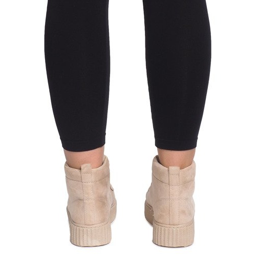 Wysokie Botki Creepers Na Platformie WQ-001 Beżowy 1