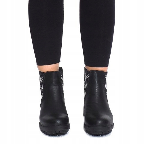 Motorowe Botki Z Ćwiekami LL98 Czarny czarne 2