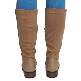 Wysokie Ocieplane Kozaki BL2838 Khaki zielone 1