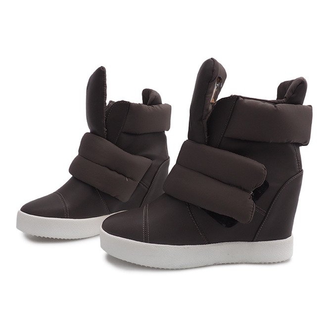 Ocieplane Sneakersy Na Koturnie 01-3 Khaki zielone 1