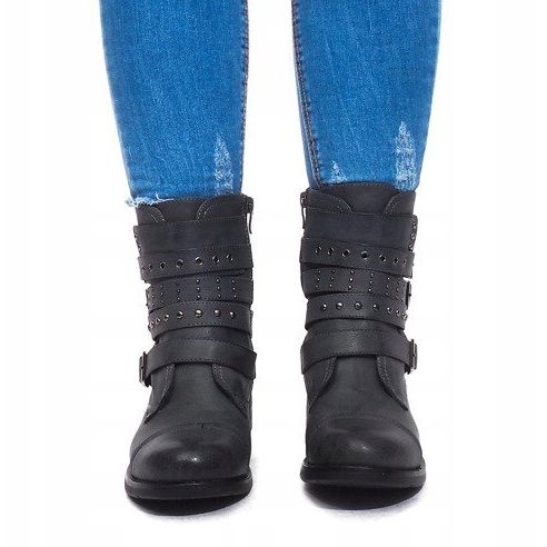 Ocieplane Botki Z Klamrą M172 Szary szare 2