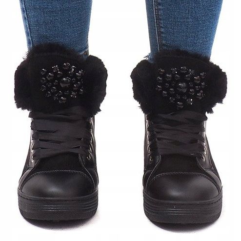 Ocieplane Trampki KB-045 Czarny czarne 2