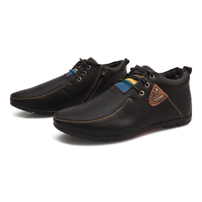 Wysokie Ocieplane Półbuty Wiązane WF622-3 Czarny czarne 2