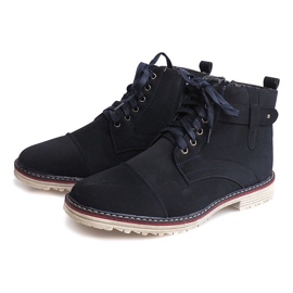 Wysokie Ocieplane Półbuty Wiązane M589 Granat granatowe 1