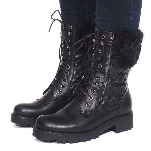 Ocieplone Militarne Traperki CN888 Czarny czarne 1