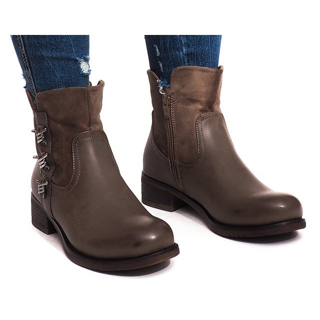 Ocieplane Botki 4417 Khaki wielokolorowe zielone 1