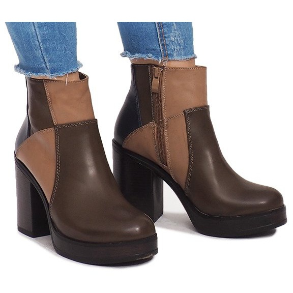 Botki Na Słupku Z Gumką YBS280 Khaki wielokolorowe zielone 2