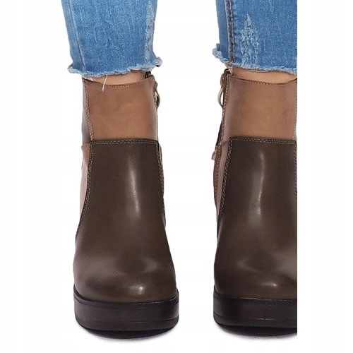 Botki Na Słupku Z Gumką YBS280 Khaki wielokolorowe zielone 1