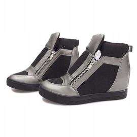 Sneakersy Na Koturnie TL020-3 czarne szare 3