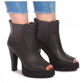 Odkryte Botki Na Słupku B2901-PB Szary szare 1