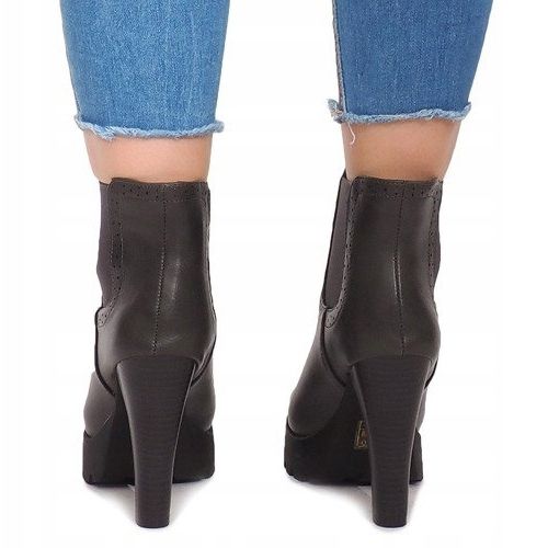 Odkryte Botki Na Słupku B2901-PB Szary szare 2