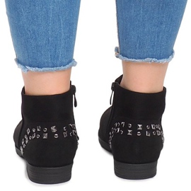 Zamszowe Botki Z Ćwiekami 30696 Czarny czarne 2