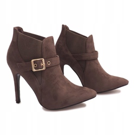 Botki Na Szpilce Zamsz PK097 Khaki wielokolorowe zielone 1