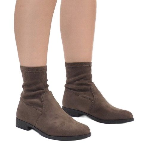 Zamszowe Botki Sztyblety XQ99 Khaki wielokolorowe zielone 1