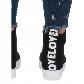 Czarne Materiałowe Sneakersy Na Koturnie Love 1