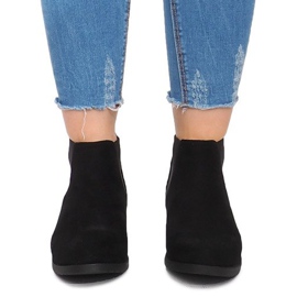 Zamszowe Botki Z Gumką C-5 Czarny czarne 1