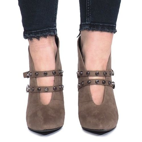 Beżowe botki na szpilce Karine beżowy 1