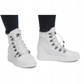 Białe ażurowe sneakersy na koturnie Mathilde 3