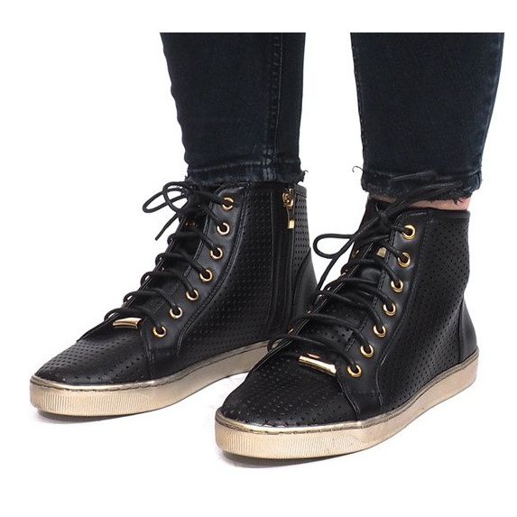 Czarne ażurowe trampki Maud 1