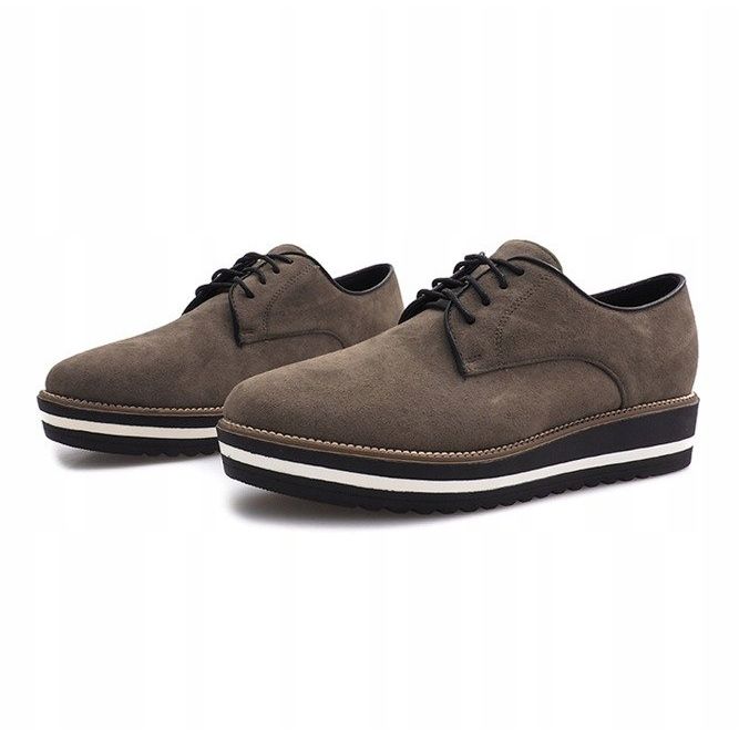 Oliwkowe sznurowane półbuty Paulette khaki 2