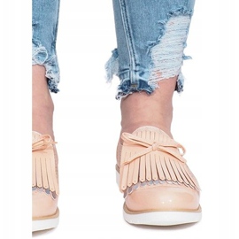 Różowe ażurowe mokasyny z frędzlami Pamole 1