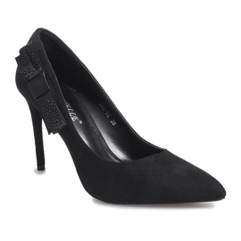 Czarne szpilki z kokardką Bordeaux 1