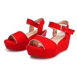Czerwone sandały na koturnie Laguna 4