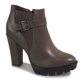 Khaki botki na słupku FP002 wielokolorowe zielone 1